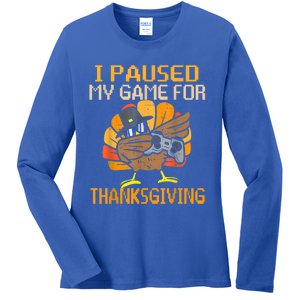 Happy Thanksgiving Dabbing Gamer Turkey Gift Ladies Long Sleeve Shirt