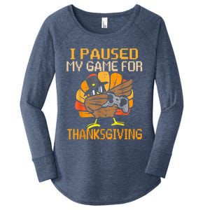 Happy Thanksgiving Dabbing Gamer Turkey Gift Women's Perfect Tri Tunic Long Sleeve Shirt