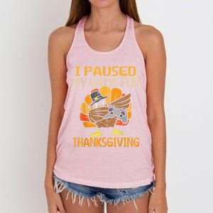 Happy Thanksgiving Dabbing Gamer Turkey Gift Women's Knotted Racerback Tank