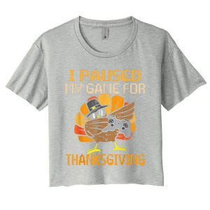 Happy Thanksgiving Dabbing Gamer Turkey Gift Women's Crop Top Tee