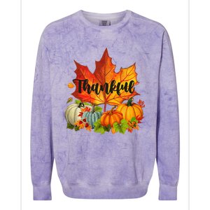 Happpy Thanksgiving Day Autumn Fall Maple Leaves Thankful Colorblast Crewneck Sweatshirt