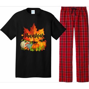 Happpy Thanksgiving Day Autumn Fall Maple Leaves Thankful Pajama Set