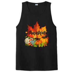 Happpy Thanksgiving Day Autumn Fall Maple Leaves Thankful PosiCharge Competitor Tank