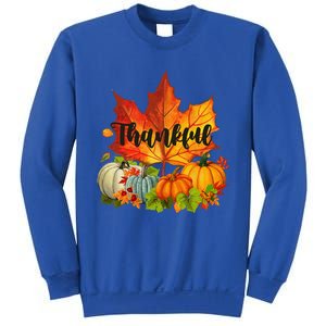 Happpy Thanksgiving Day Autumn Fall Maple Leaves Thankful Sweatshirt