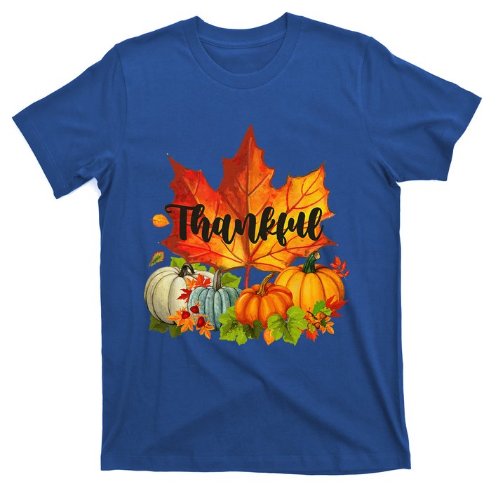 Happpy Thanksgiving Day Autumn Fall Maple Leaves Thankful T-Shirt