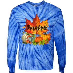 Happpy Thanksgiving Day Autumn Fall Maple Leaves Thankful Tie-Dye Long Sleeve Shirt