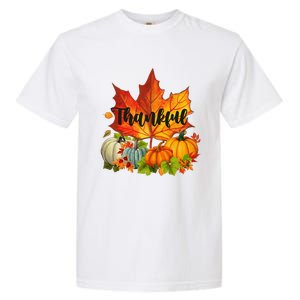 Happpy Thanksgiving Day Autumn Fall Maple Leaves Thankful Garment-Dyed Heavyweight T-Shirt