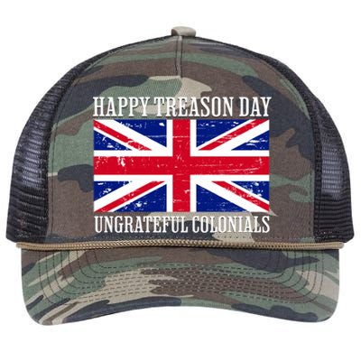 Happy Treason Day Ungrateful Colonials Retro Rope Trucker Hat Cap