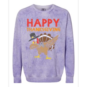 Happy Thanksgiving Dabbing Turkey Gamer Gaming Gift Colorblast Crewneck Sweatshirt