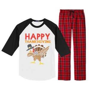 Happy Thanksgiving Dabbing Turkey Gamer Gaming Gift Raglan Sleeve Pajama Set