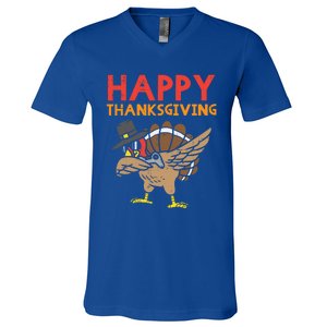 Happy Thanksgiving Dabbing Turkey Gamer Gaming Gift V-Neck T-Shirt