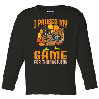 Happy Thanksgiving Dabbing Gamer Turkey Toddler Long Sleeve Shirt