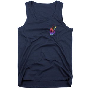 Have The Day You Deserve Peace Sign Skeleton Motivational Tank Top