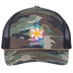 Hawaiian Tie Dye Sea Turtle Cute Hawaii Cruise 2024 Vacation Retro Rope Trucker Hat Cap