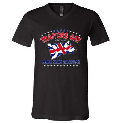 Happy Traitors Day (Humorous Independence Day) V-Neck T-Shirt