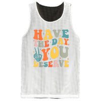 Have The Day You Deserve Peace Sign Skeleton Motivational Mesh Reversible Basketball Jersey Tank