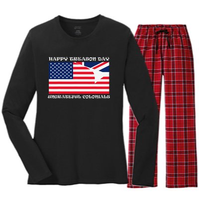 Happy Treason Day Ungrateful Colonials Women's Long Sleeve Flannel Pajama Set 