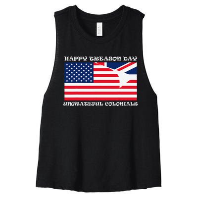 Happy Treason Day Ungrateful Colonials Women's Racerback Cropped Tank