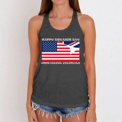 Happy Treason Day Ungrateful Colonials Women's Knotted Racerback Tank