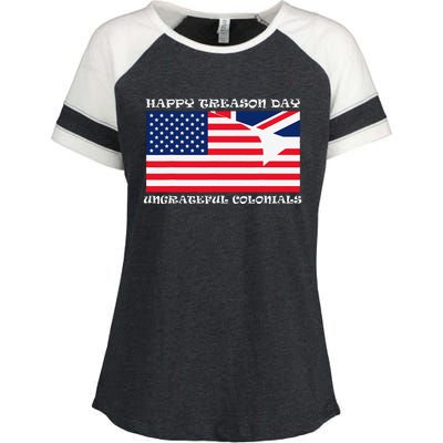 Happy Treason Day Ungrateful Colonials Enza Ladies Jersey Colorblock Tee