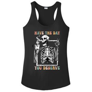 Have The Day You Deserve Halloween Skeleton Coffee Ladies PosiCharge Competitor Racerback Tank