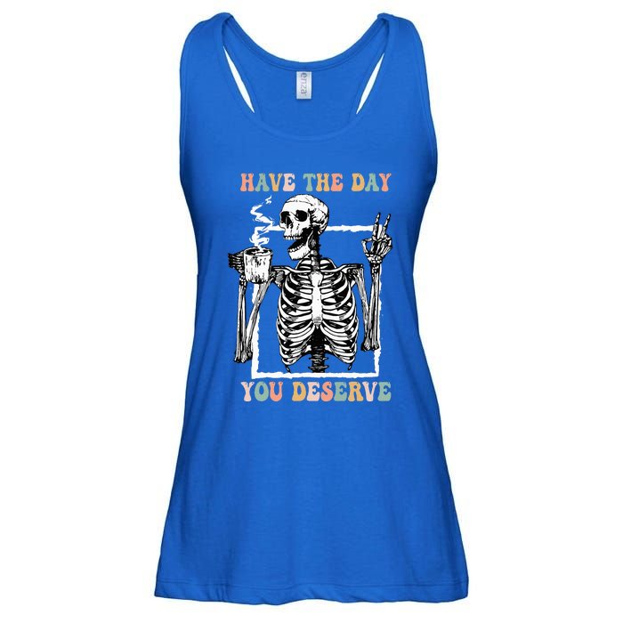 Have The Day You Deserve Halloween Skeleton Coffee Ladies Essential Flowy Tank