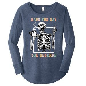 Have The Day You Deserve Halloween Skeleton Coffee Women's Perfect Tri Tunic Long Sleeve Shirt