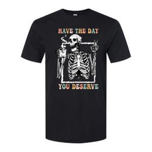 Have The Day You Deserve Halloween Skeleton Coffee Softstyle CVC T-Shirt