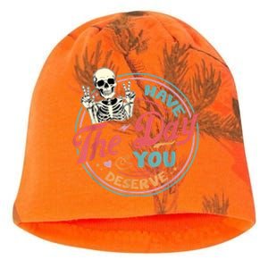 Have The Day You Deserve Funny Skeleton Motivational Kati - Camo Knit Beanie