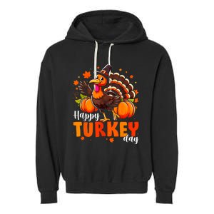 Happy Turkey Day Women Fall Autumn Thanksgiving Garment-Dyed Fleece Hoodie