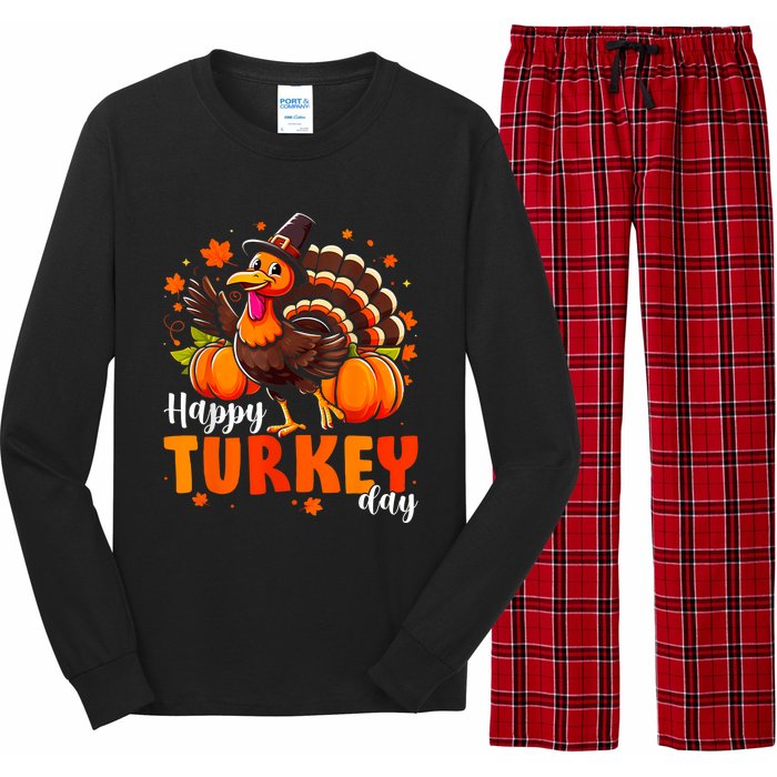 Happy Turkey Day Women Fall Autumn Thanksgiving Long Sleeve Pajama Set