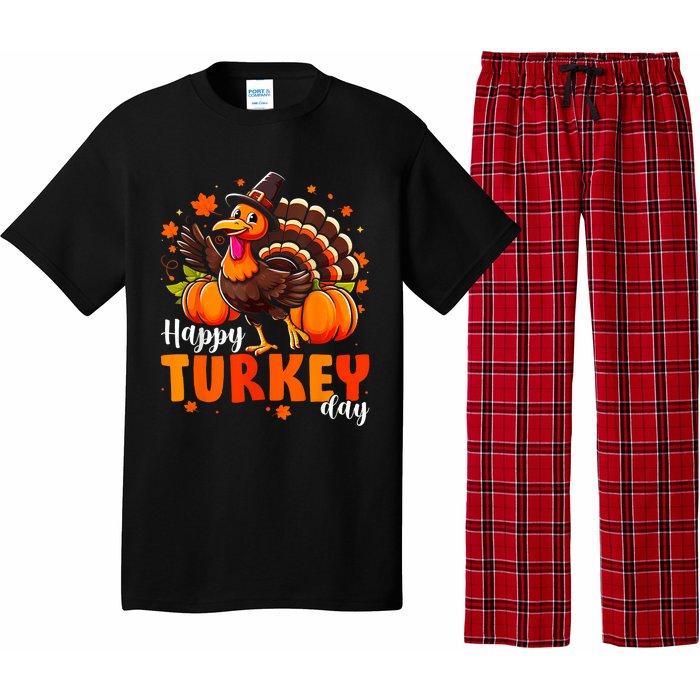 Happy Turkey Day Women Fall Autumn Thanksgiving Pajama Set