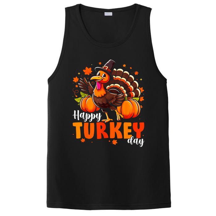 Happy Turkey Day Women Fall Autumn Thanksgiving PosiCharge Competitor Tank