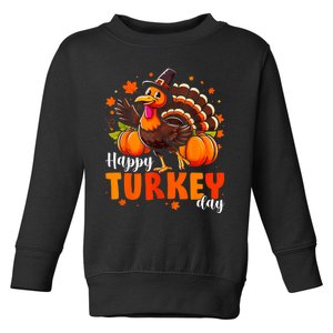 Happy Turkey Day Women Fall Autumn Thanksgiving Toddler Sweatshirt