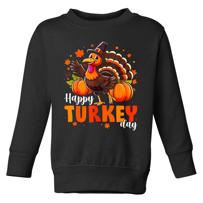 Happy Turkey Day Women Fall Autumn Thanksgiving Toddler Sweatshirt