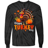 Happy Turkey Day Women Fall Autumn Thanksgiving Tie-Dye Long Sleeve Shirt