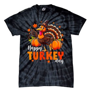 Happy Turkey Day Women Fall Autumn Thanksgiving Tie-Dye T-Shirt