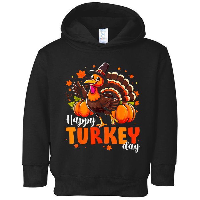 Happy Turkey Day Women Fall Autumn Thanksgiving Toddler Hoodie