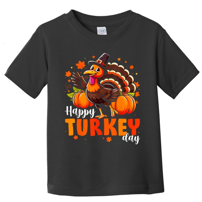 Happy Turkey Day Women Fall Autumn Thanksgiving Toddler T-Shirt