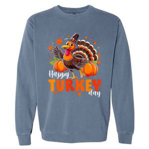 Happy Turkey Day Women Fall Autumn Thanksgiving Garment-Dyed Sweatshirt