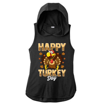 Happy Turkey Day Gift Thanksgiving Day Gift Holiday Gift Ladies PosiCharge Tri-Blend Wicking Draft Hoodie Tank