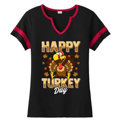 Happy Turkey Day Gift Thanksgiving Day Gift Holiday Gift Ladies Halftime Notch Neck Tee