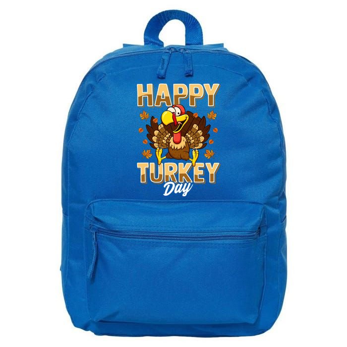 Happy Turkey Day Gift Thanksgiving Day Gift Holiday Gift 16 in Basic Backpack