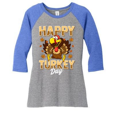 Happy Turkey Day Gift Thanksgiving Day Gift Holiday Gift Women's Tri-Blend 3/4-Sleeve Raglan Shirt