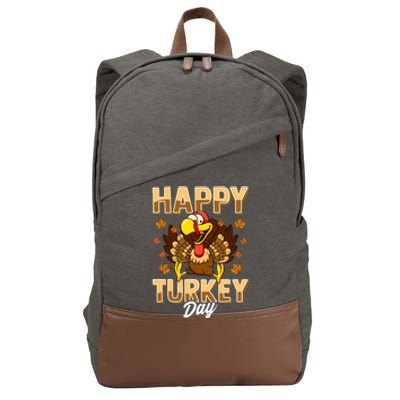 Happy Turkey Day Gift Thanksgiving Day Gift Holiday Gift Cotton Canvas Backpack