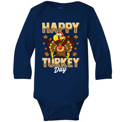 Happy Turkey Day Gift Thanksgiving Day Gift Holiday Gift Baby Long Sleeve Bodysuit