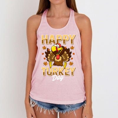 Happy Turkey Day Gift Thanksgiving Day Gift Holiday Gift Women's Knotted Racerback Tank