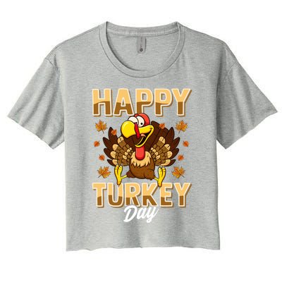 Happy Turkey Day Gift Thanksgiving Day Gift Holiday Gift Women's Crop Top Tee