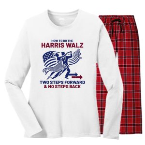 How To Do The Harris Walz Two Steps Forward And No Steps Back Women's Long Sleeve Flannel Pajama Set 