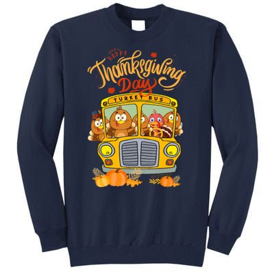 Happy Thanksgiving Day Turkey School Bus Driver Gifts Tall Sweatshirt